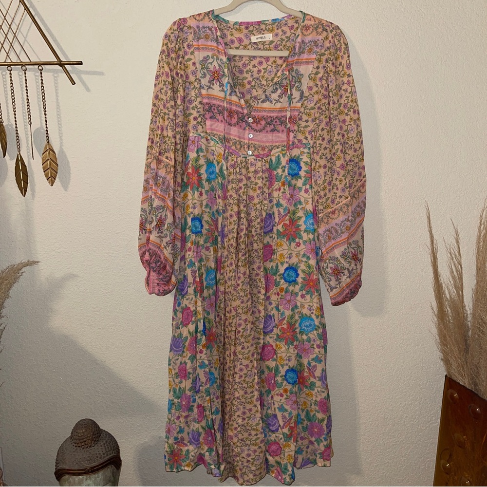 NWT Spell Mossy Patchwork Boho Dress Size L